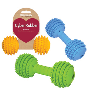 

Жевательная игрушка для собак Rosewood Сyber Rubber Гантель, в ассортименте, 15 см