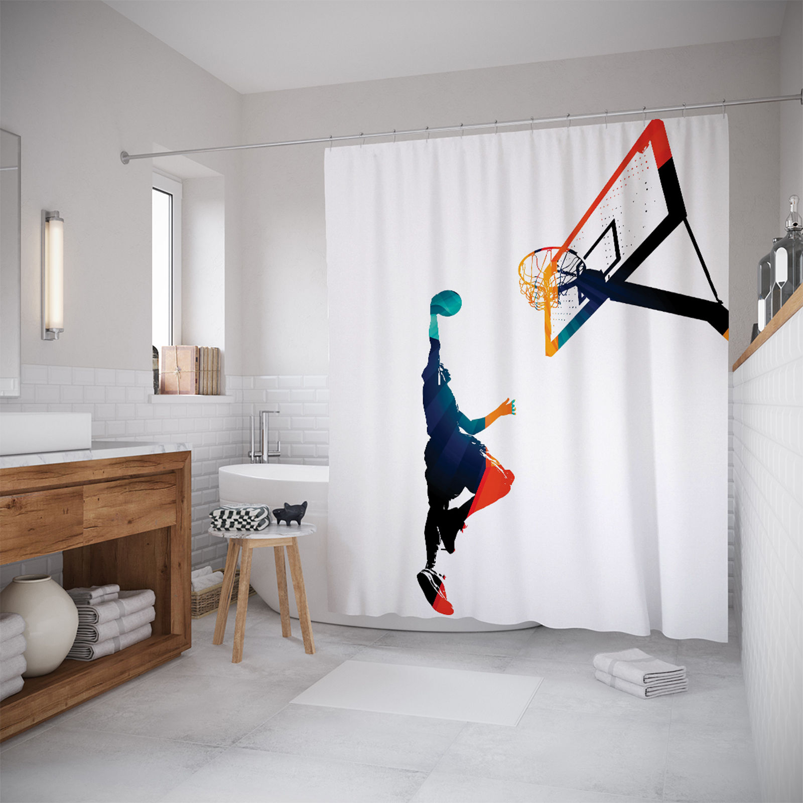 

Штора для ванной JoyArty «Эффектный прыжок» 180x200, Белый