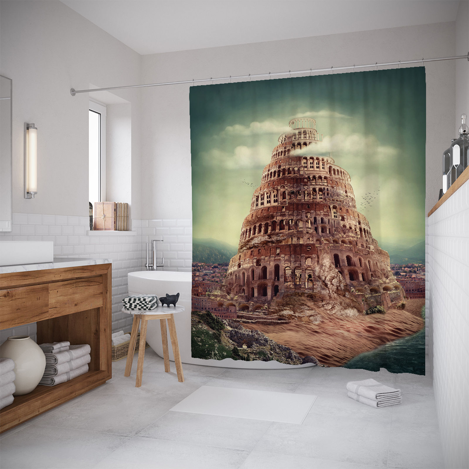 

Штора для ванной JoyArty «Древняя архитектура» 180x200, Зеленый