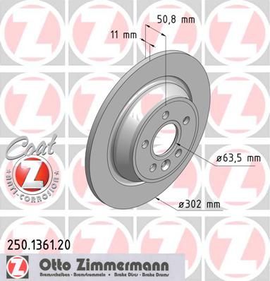 фото Тормозной диск zimmermann 250.1361.20