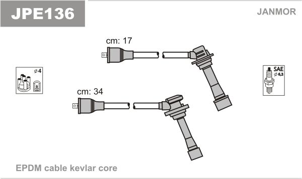 

Комплект проводов зажигания JANMOR JPE136