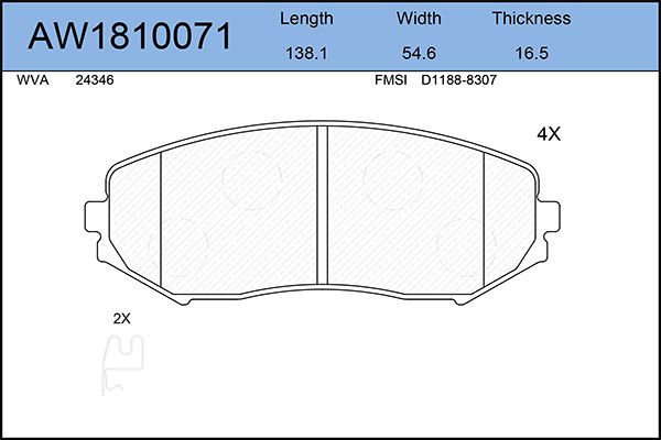 фото Комплект тормозных колодок, дисковый тормоз aywiparts aw1810071