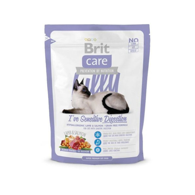 

Сухой корм для кошек Brit Care Lilly Sensitive Digestion, ягненок, лосось, 0,4кг, Care Lilly Sensitive Digestion