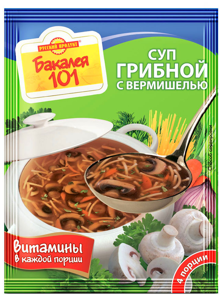 

Суп Бакалея 101 Русский Продукт грибной с вермишелью 60 г