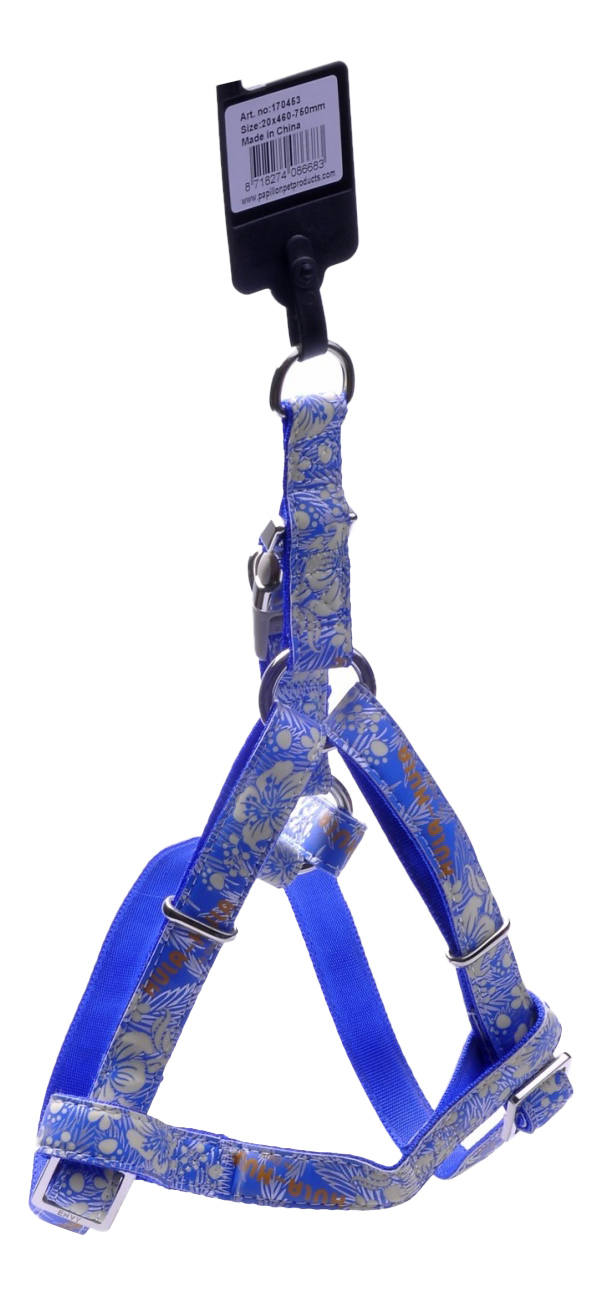 Шлейка для собак Papillon с рисунком 15мм-35-60см, синий