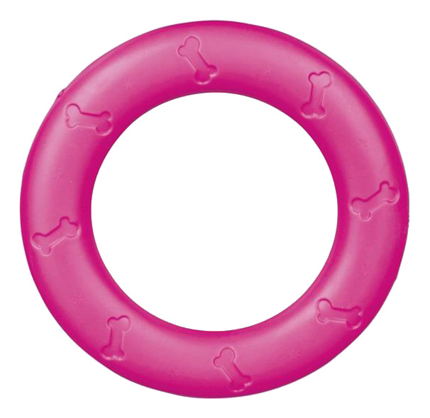 фото Жевательная игрушка для собак trixie кольцо бесшумное из резины, розовый, 17 см