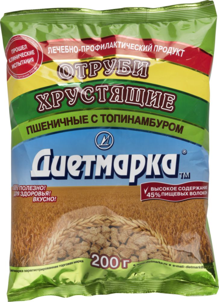 

Отруби пшеничные ДиетМарка хрустящие с топинамбуром 200 г, хрустящие