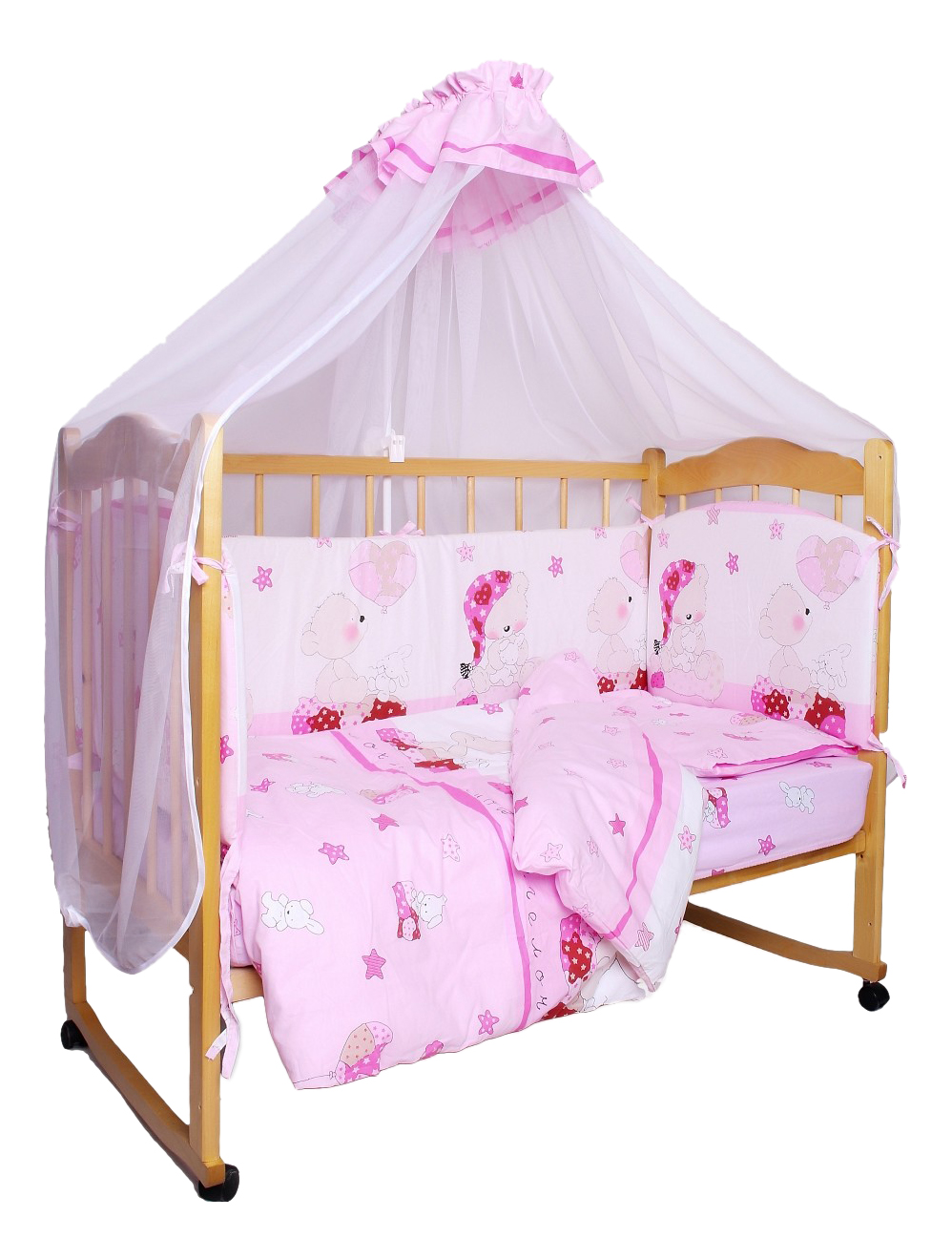 фото Комплект детского постельного белья amarobaby мишкин сон, розовый 10 предм.