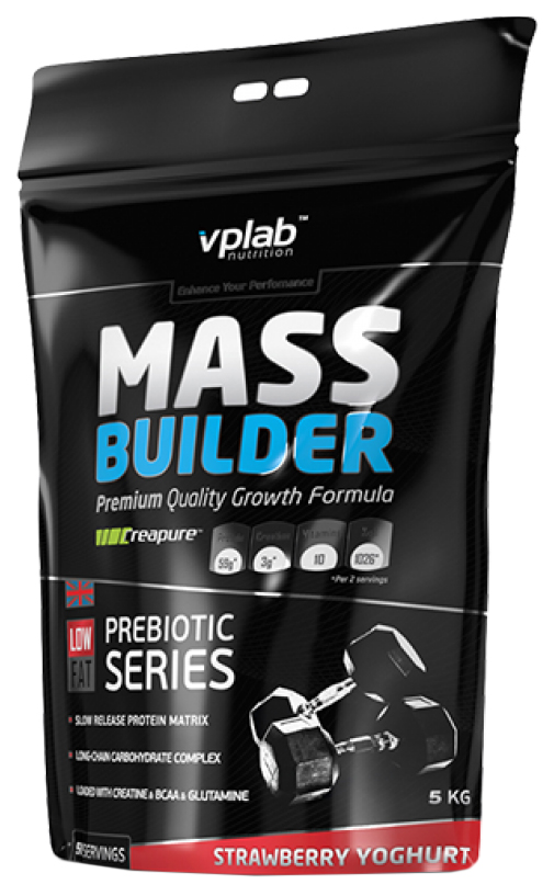 фото Гейнер vplab mass builder, 5000 г, strawberry yoghurt