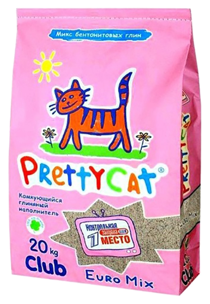 фото Комкующийся наполнитель для кошек prettycat euro mix бентонитовый, 20 кг