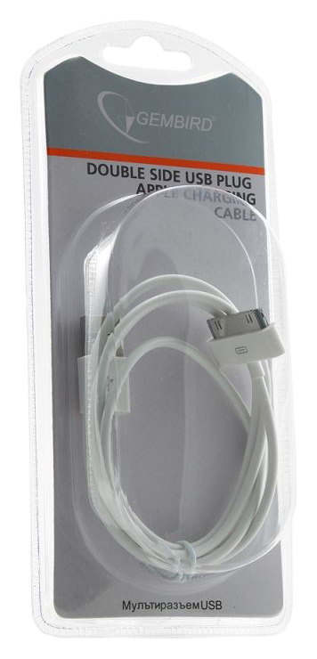 фото Кабель gembird "cc-usb-ap1mw" для apple, 30-pin, белый (1,0м)