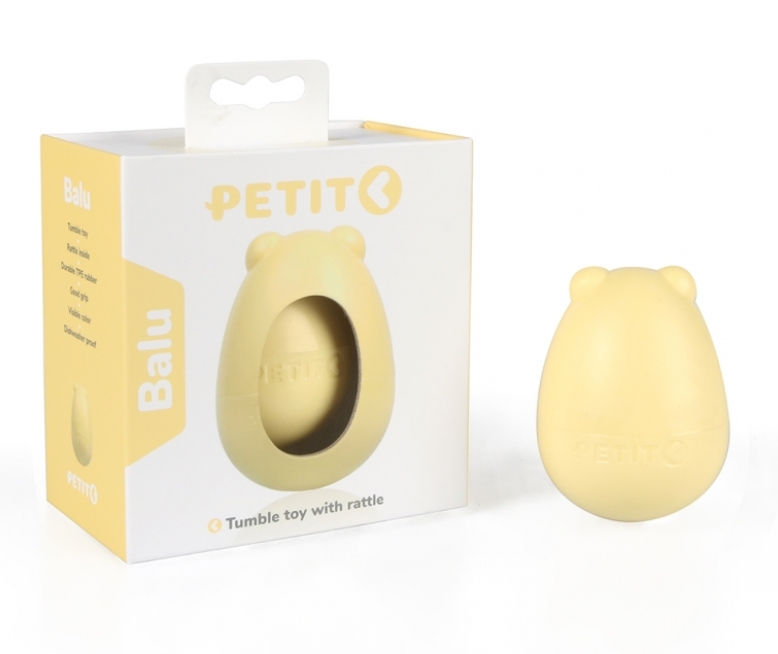 Жевательная игрушка для щенков PETIT Tumble toy Balu, резиновая, желтая, 8 см