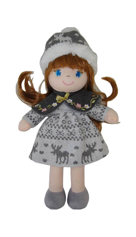 фото Кукла мягконабивная abtoys в сеолй шапочке и фетровом платье, 36 см
