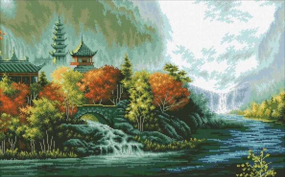 

Алмазная вышивка Паутинка Китайский пейзаж, 69x43 см, Китайский пейзаж