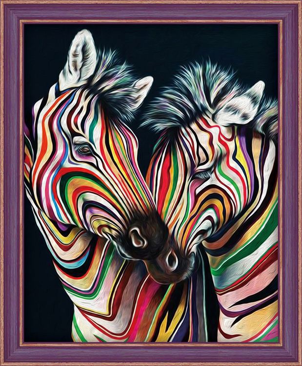 

Алмазная вышивка Алмазная Живопись Цветные зебры, 40x50 см, Цветные зебры