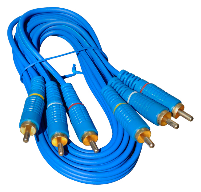 фото Кабель rexant 3rca - 3rca 3м blue (17-0204-1)