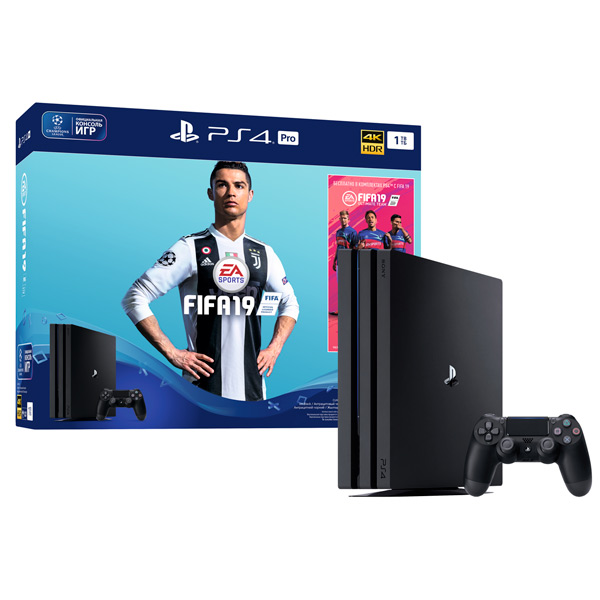 

Игровая приставка Sony PlayStation 4 Pro 1TB+FIFA 19, Черный, PlayStation 4 Pro 1TB