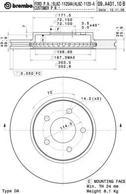 фото Тормозной диск brembo 09a40110