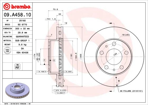 фото Тормозной диск brembo 09.a458.10