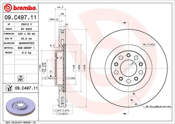 

Тормозной диск brembo 09.C497.11