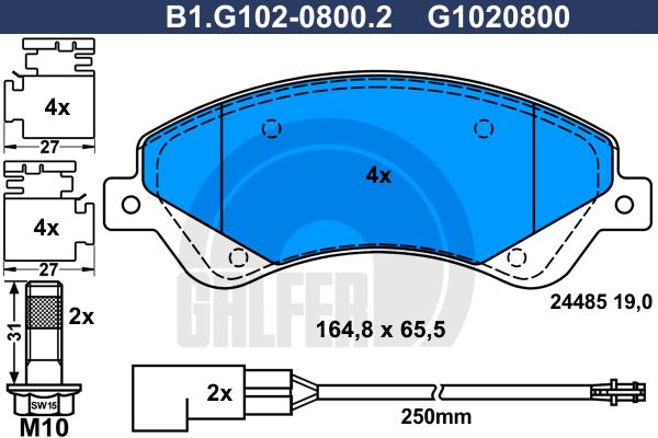 

Комплект тормозных дисковых колодок GALFER B1.G102-0800.2