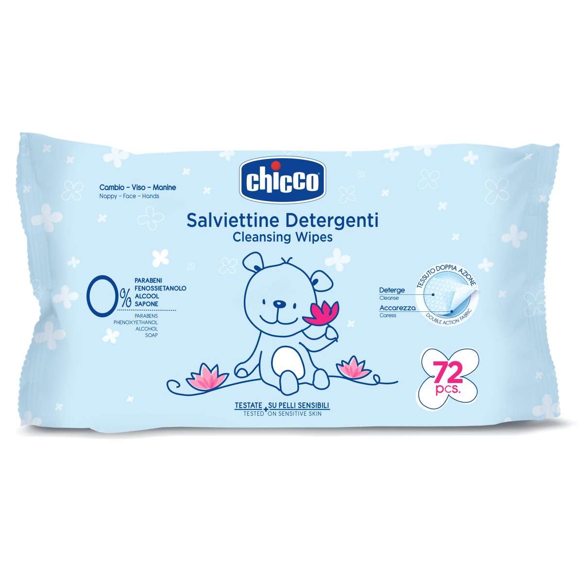 фото Очищающие салфетки chicco 72 шт. (без клапана)