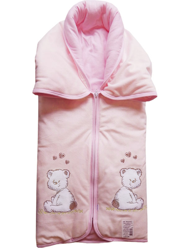 Конверт-одеяло Папитто на молнии с вышивкой Розовый 82*92 53-150 ангелочки конверт одеяло птица с вышивкой