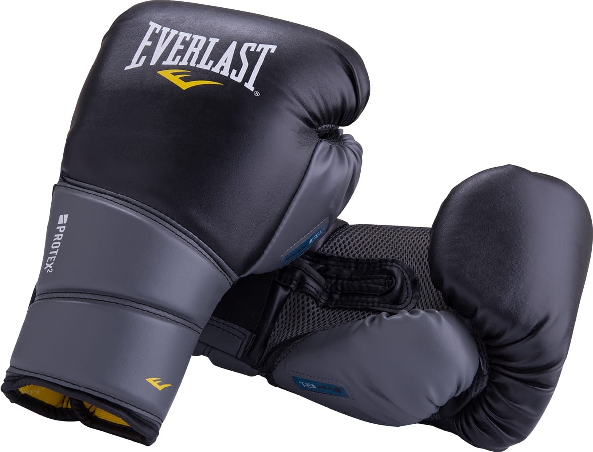 фото Боксерские перчатки everlast protex2 gel черные, 10 унций