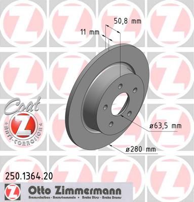 фото Тормозной диск zimmermann 250.1364.20