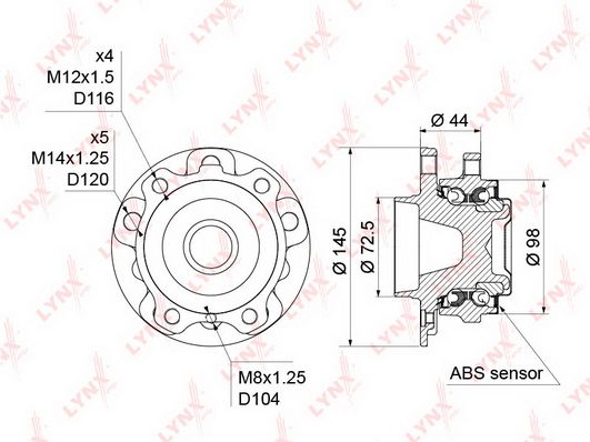 

Комплект подшипника ступицы колеса LYNXauto WH-1312