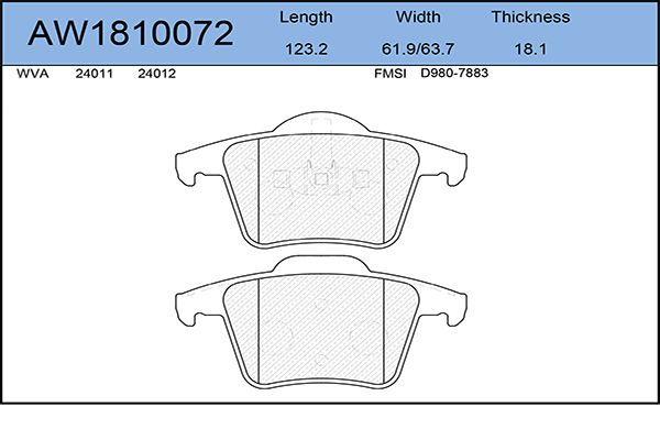 Тормозные колодки AywiParts дисковые AW1810072