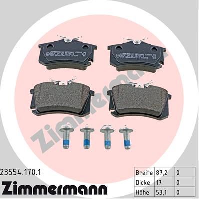 

Тормозные колодки ZIMMERMANN дисковые 23554.170.1