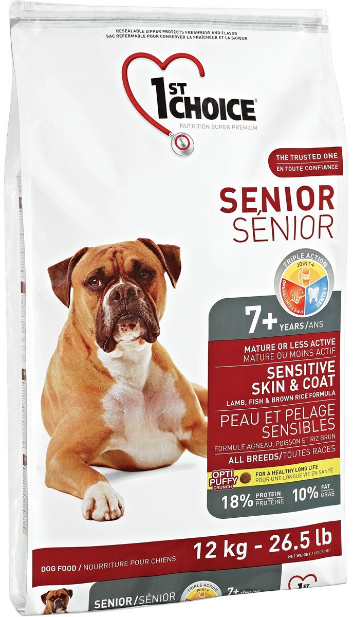 фото Сухой корм для собак 1st choice senior sensitive skin&coat, для пожилых, ягненок, 12кг