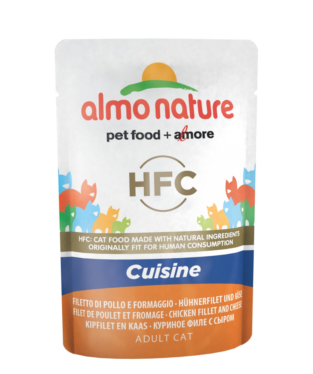 Влажный корм для кошек Almo Nature HFC Cuisine, куриное филе и сыр, 55г