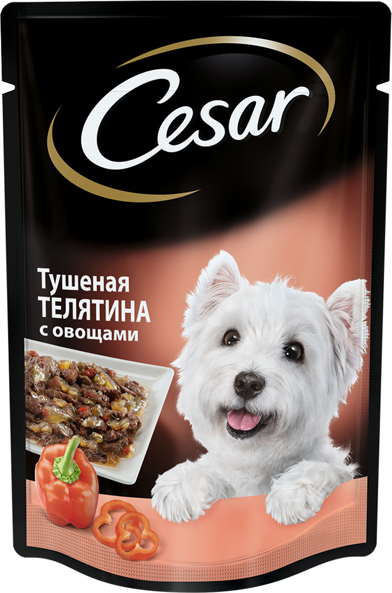 Влажный корм для собак Cesar, для малых пород, тушеная телятина и овощи, 100г