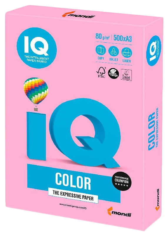 фото Бумага iq neopi color, а3, 80 г/м2, 500 л., неон розовая