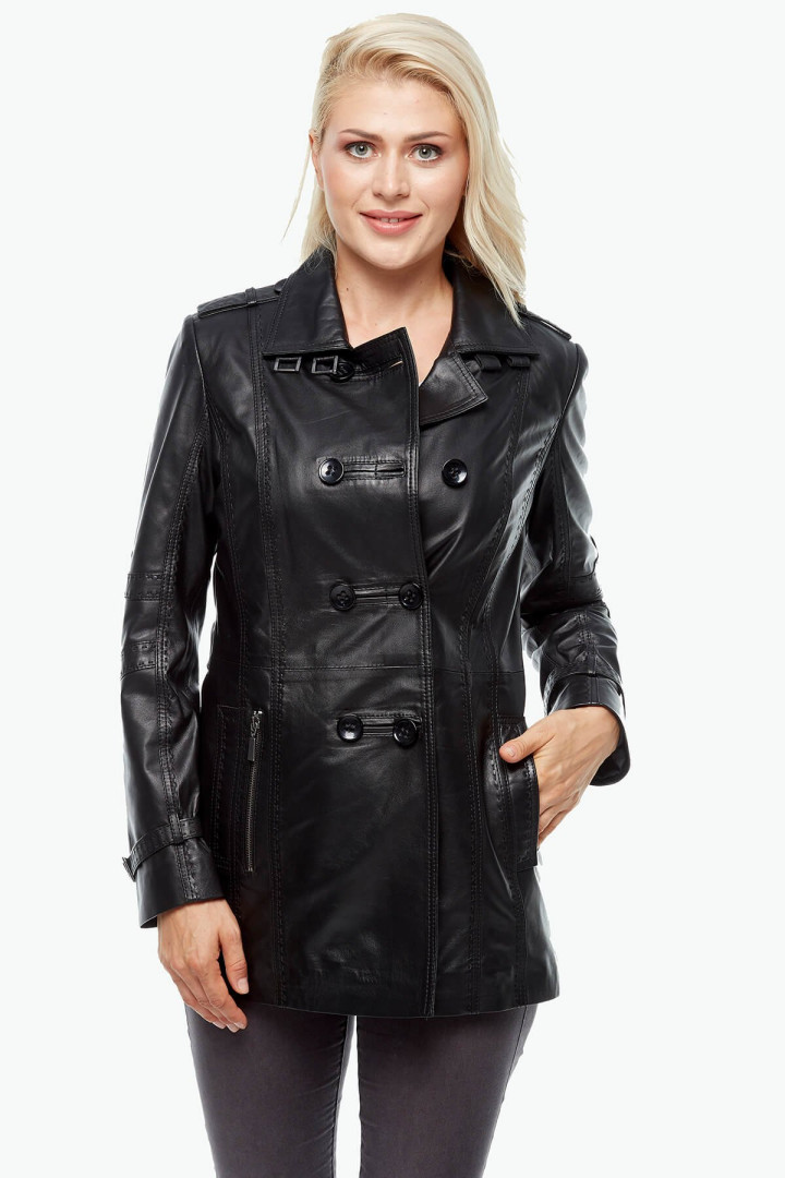 Кожаная куртка женская Deriza 39-3207S черная S (товары доставляются из-за рубежа)