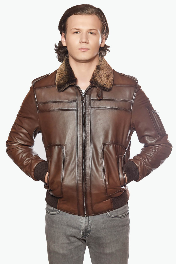 Кожаная куртка мужская Deriza 35-1402K коричневая M (товары доставляются из-за рубежа)