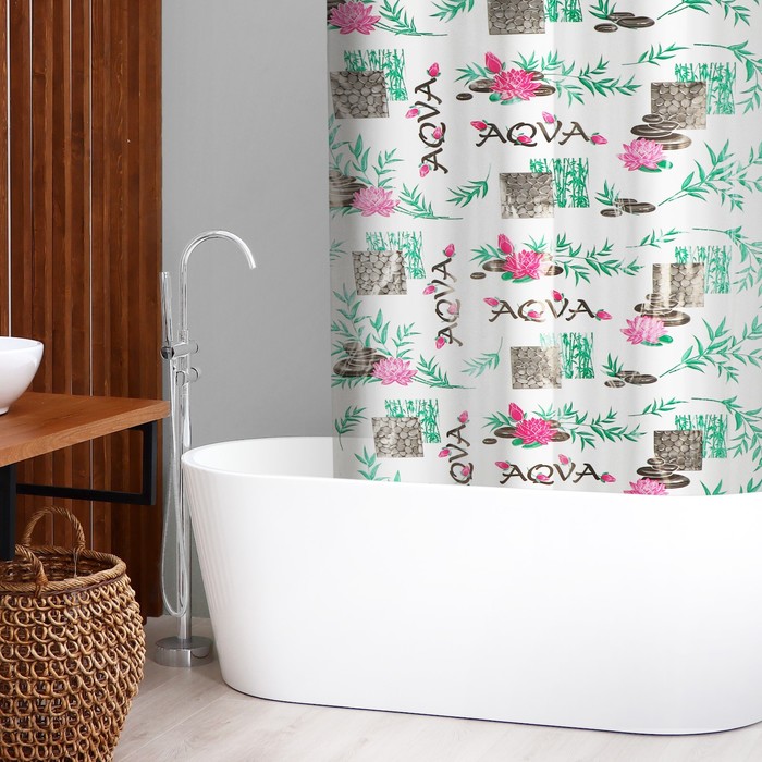 Штора для ванной «Аква», 180x180 см, цвет белый