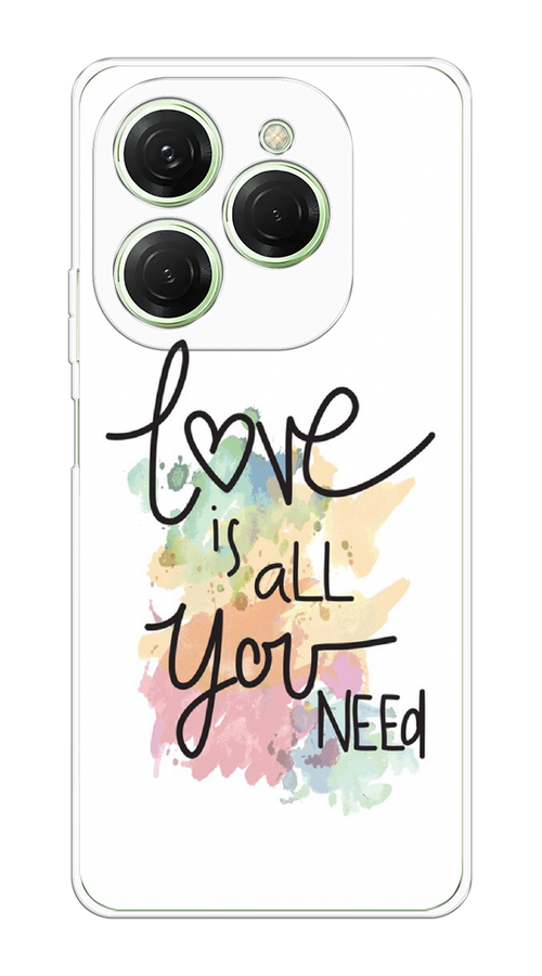 

Чехол на Tecno Spark 20 Pro "Love is all you need", Белый;черный;зеленый, 304850-1