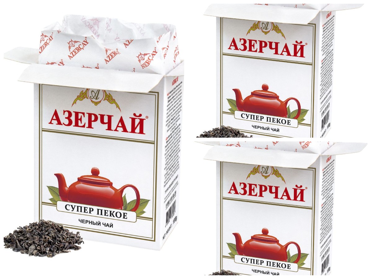 Чай черный Azercay Super Pekoe, листовой, 100 г х 3 шт