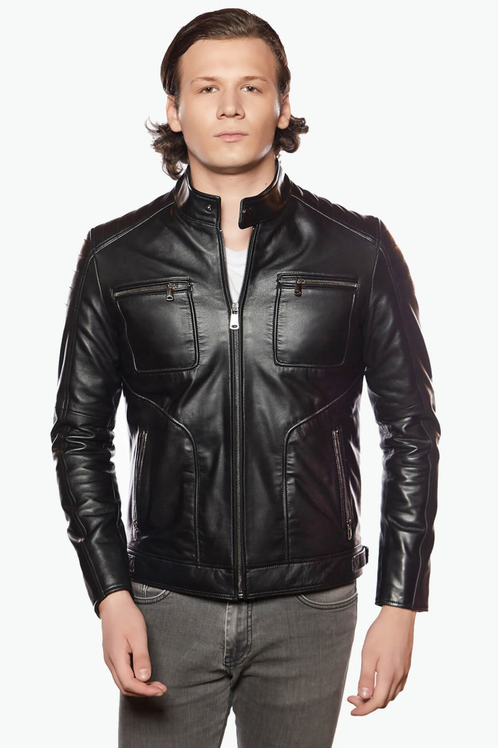 

Кожаная куртка мужская Deriza 35-5083S черная S (товары доставляются из-за рубежа), Черный, 35-5083S