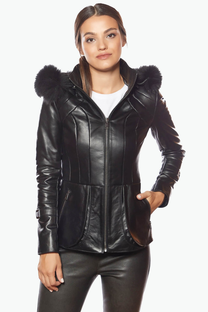 Кожаная куртка женская Deriza 39-2018-02S черная L (товары доставляются из-за рубежа)