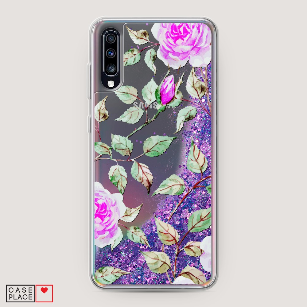 

Жидкий чехол с блестками "Цветочная фантазия 7" на Samsung Galaxy A70, 28192-1
