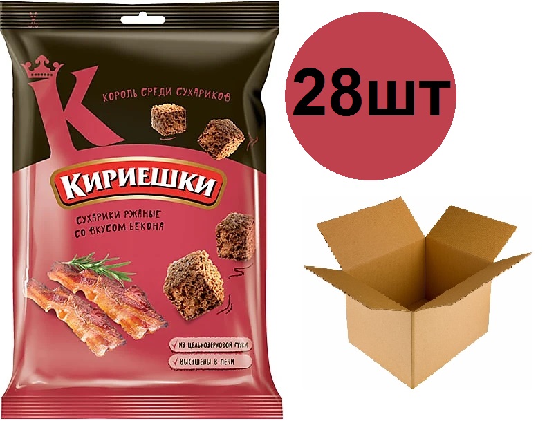 

Сухарики Кириешки со вкусом бекона, 100 г х 28 шт