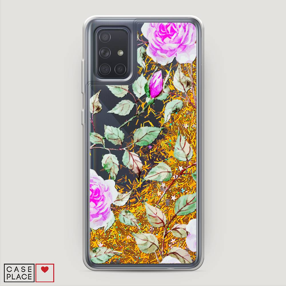 

Жидкий чехол с блестками "Цветочная фантазия 7" на Samsung Galaxy A71, 29090-1