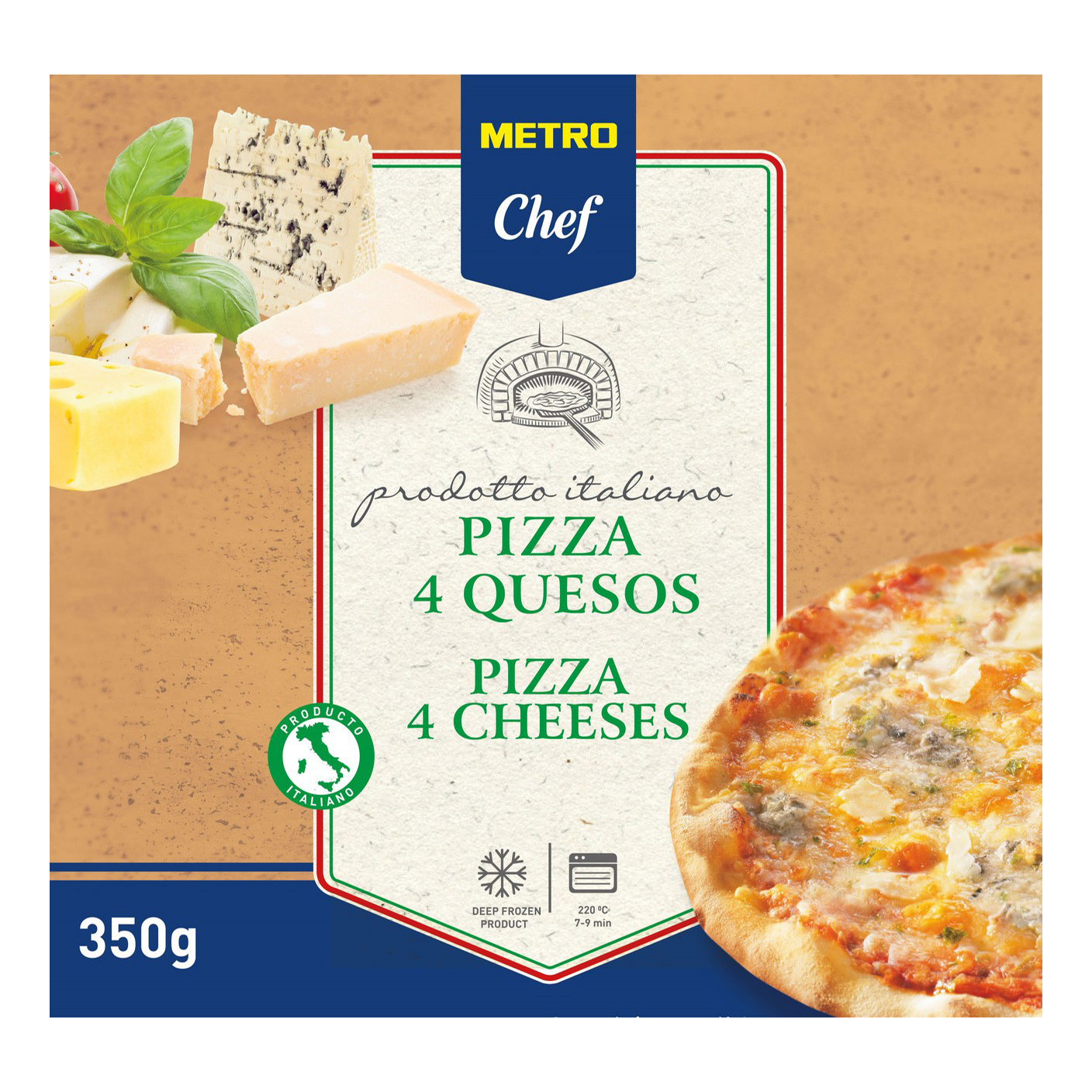Пицца Metro Chef 4 сыра замороженная 27 см 350 г