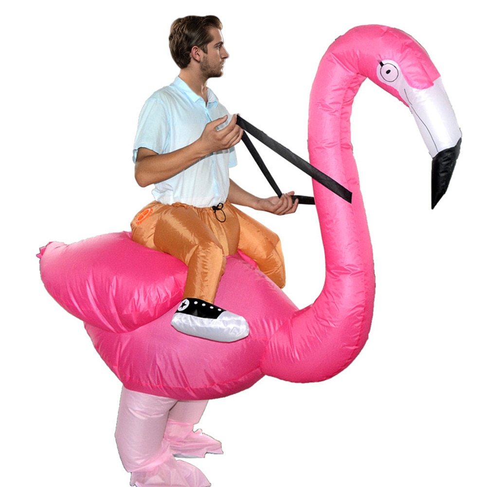 Костюм надувной маскарадный мужской Inflatable Наездник на Фламинго розовый 54 RU