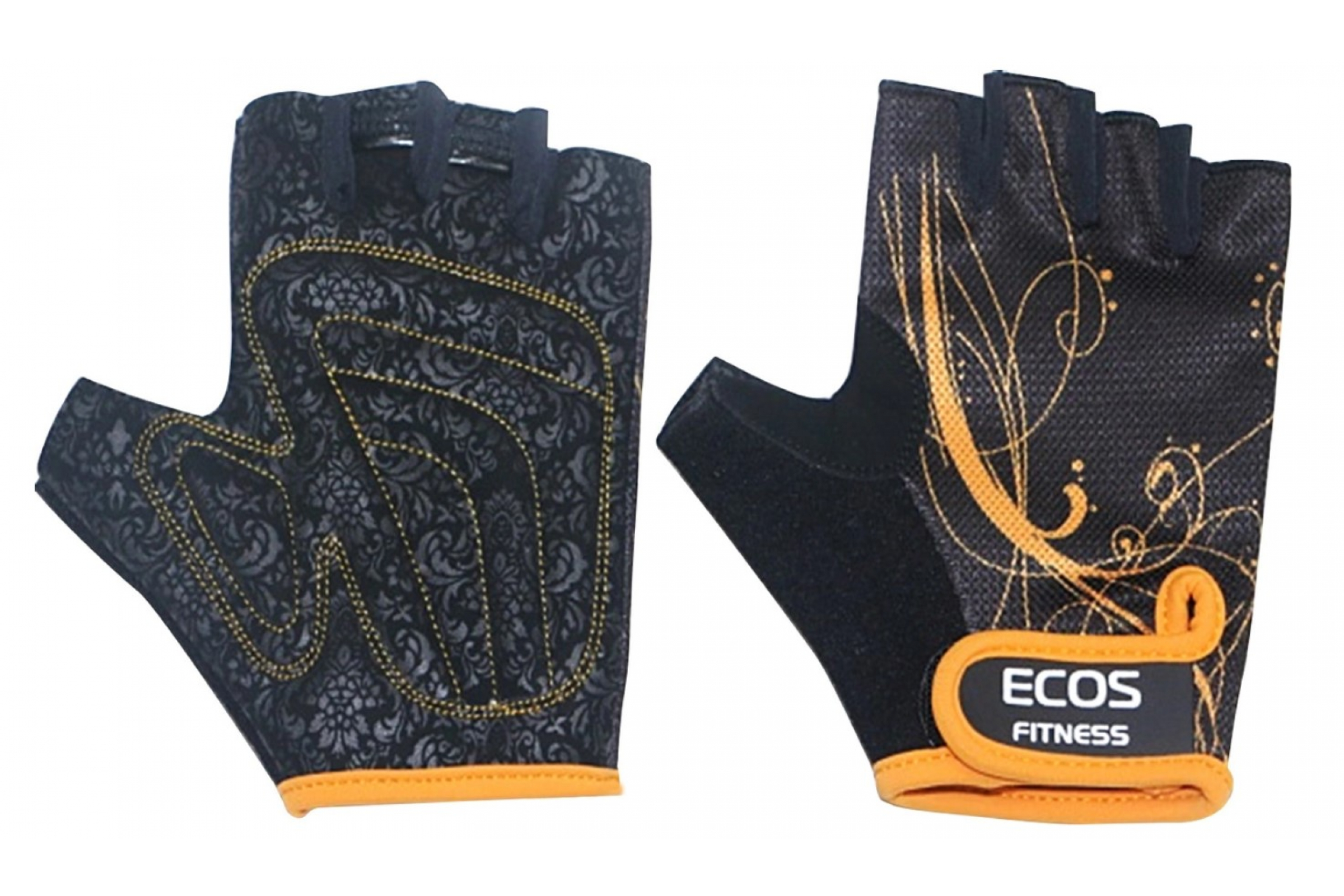 фото Перчатки для фитнеса, женские, цвет -черные с принтом, размер: xl, модель: sb-16-1743 ecos