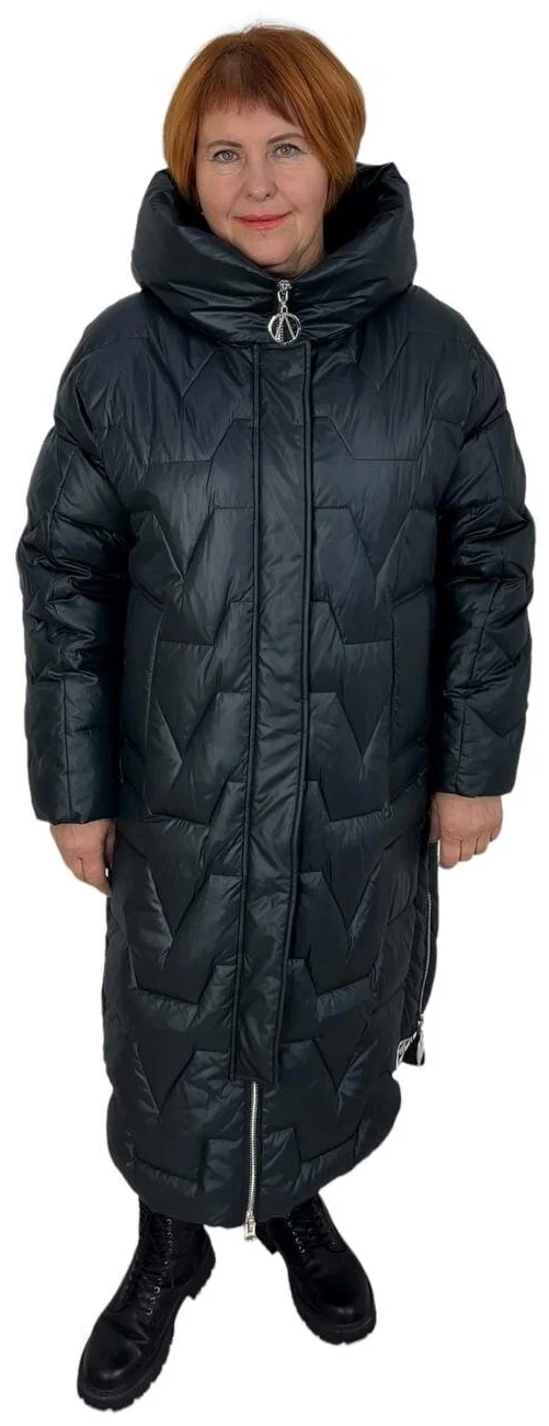 Пальто женское Dosu 2207-1 зеленое 58 RU